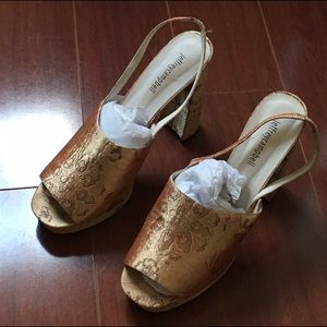 Gold red tone heeled  sandals  Jeffrey Campbell